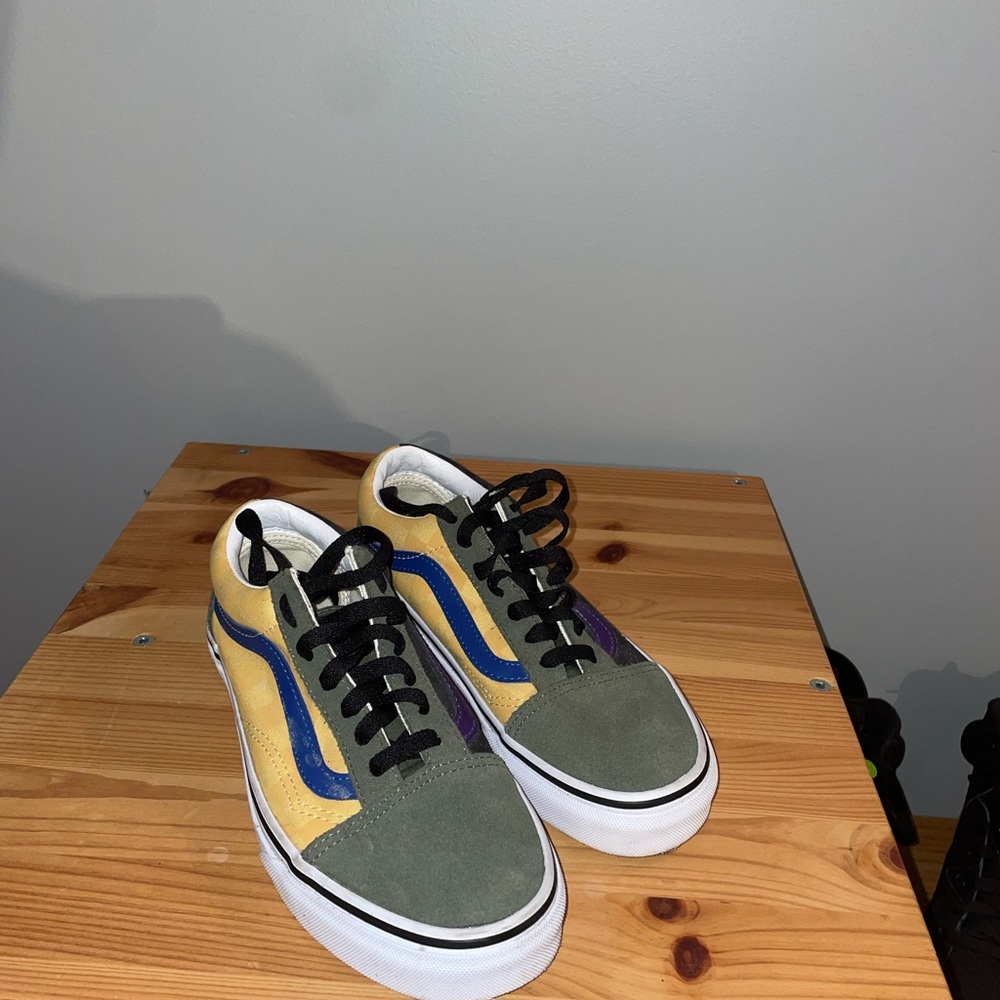 Vans Old Skool Shoes Sneakers - Checker Purple Yellow -Sz 4 Men & Sz 5.5 Women